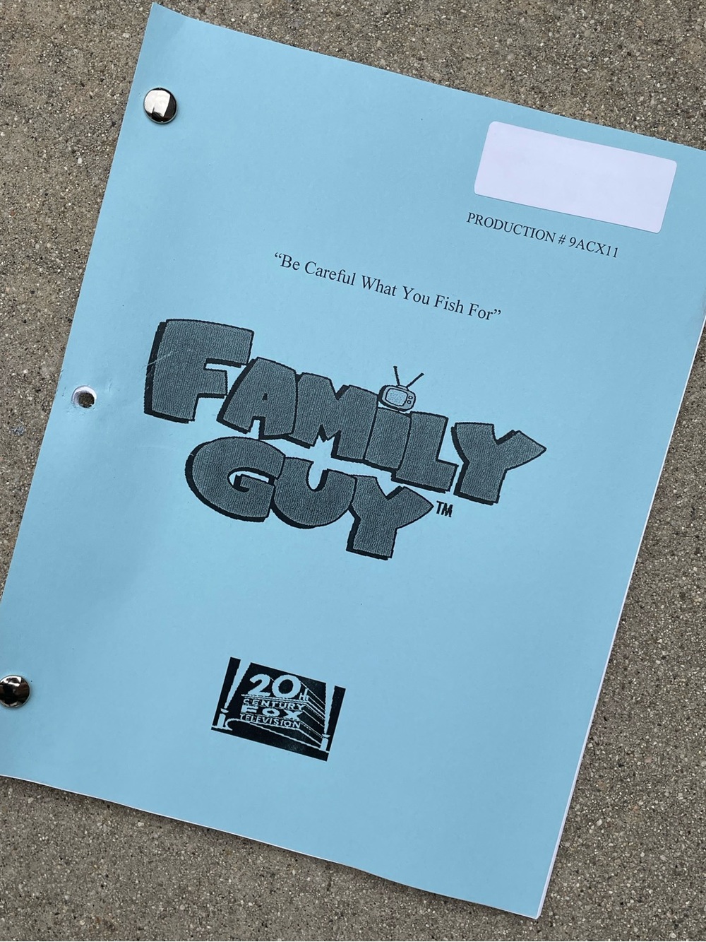 Family Guy 2011 Production Used Table Draft Script Be Careful What You Fish For